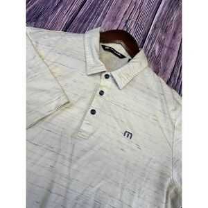 Travis Mathew Short Sleeve Yellow Polo Button Up Shirt Mens Large